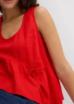 Blusentop aus luftigem Leinen-Mix