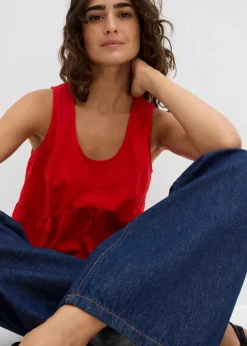 Blusentop aus luftigem Leinen-Mix