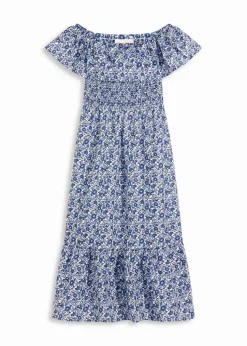 Boho-Midikleid mit Carmenausschnitt aus leichter Baumwolle