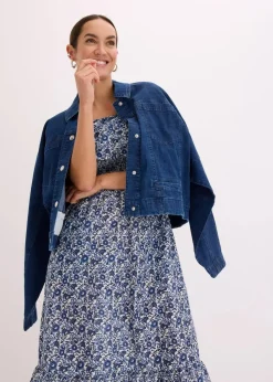 Boho-Midikleid mit Carmenausschnitt aus leichter Baumwolle