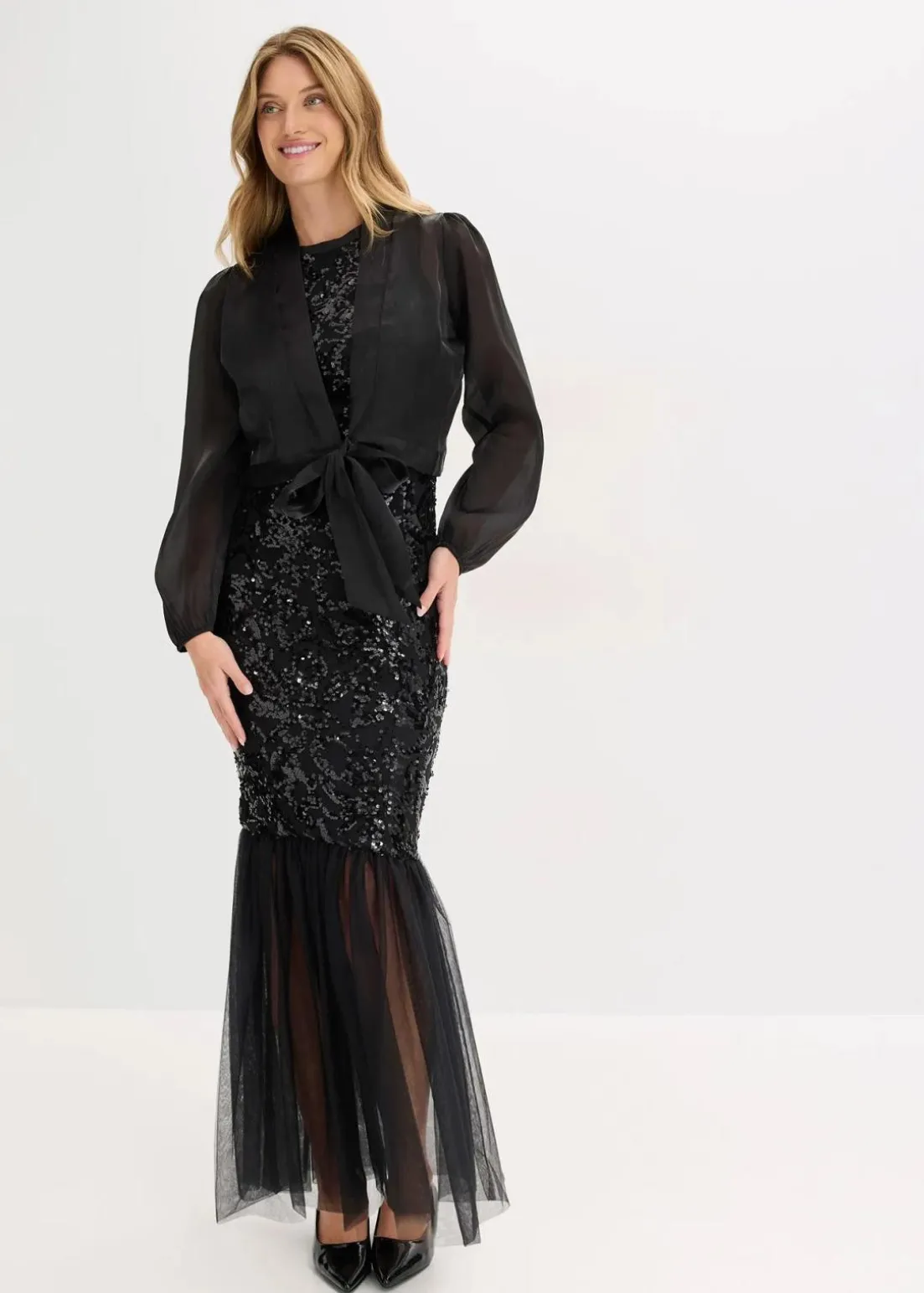 Bolero aus feinem Tüll mit Binde-Detail