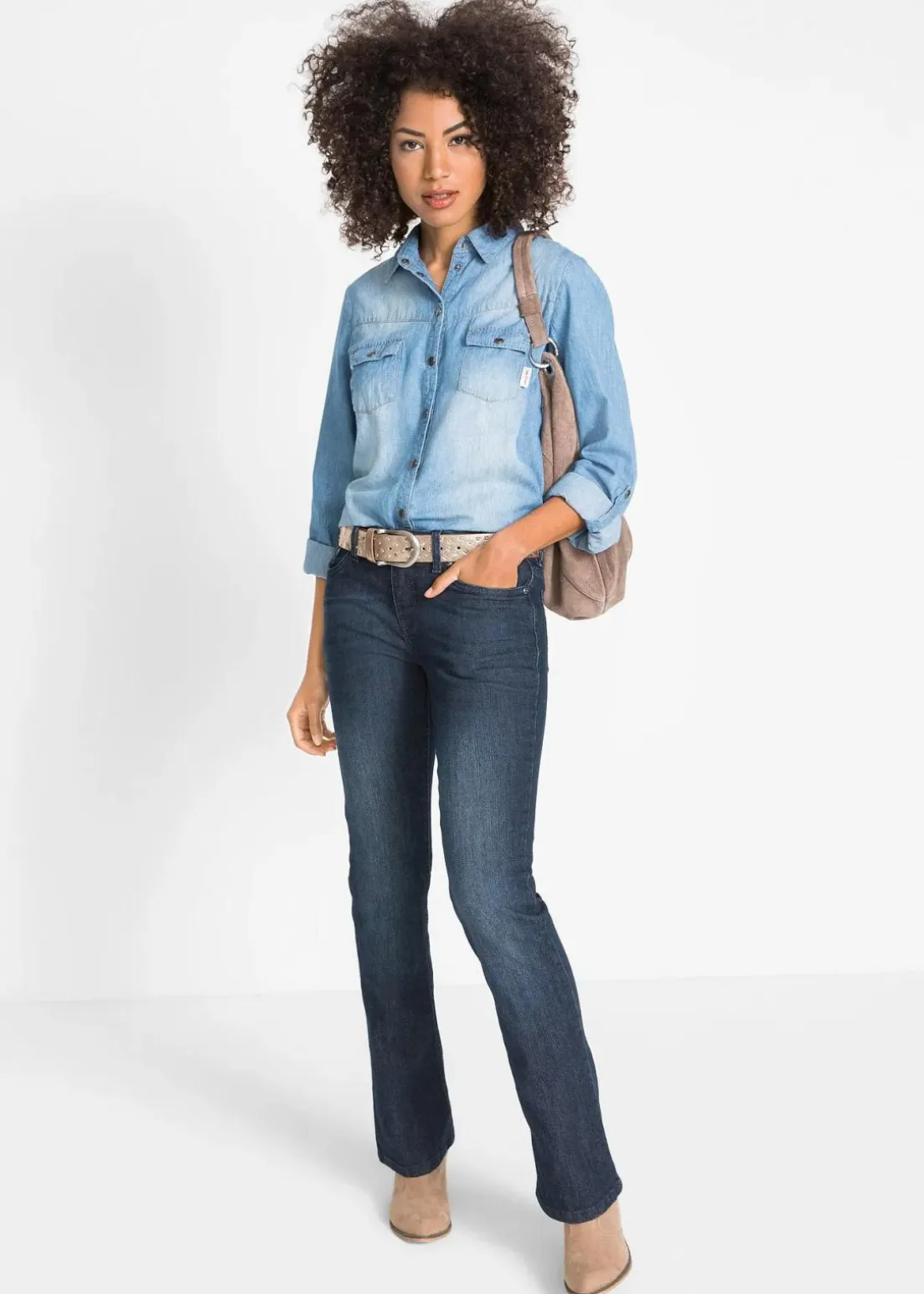 Bootcut Jeans Mid Waist, Stretch