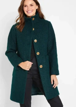 Bouclé-Mantel mit Taschen