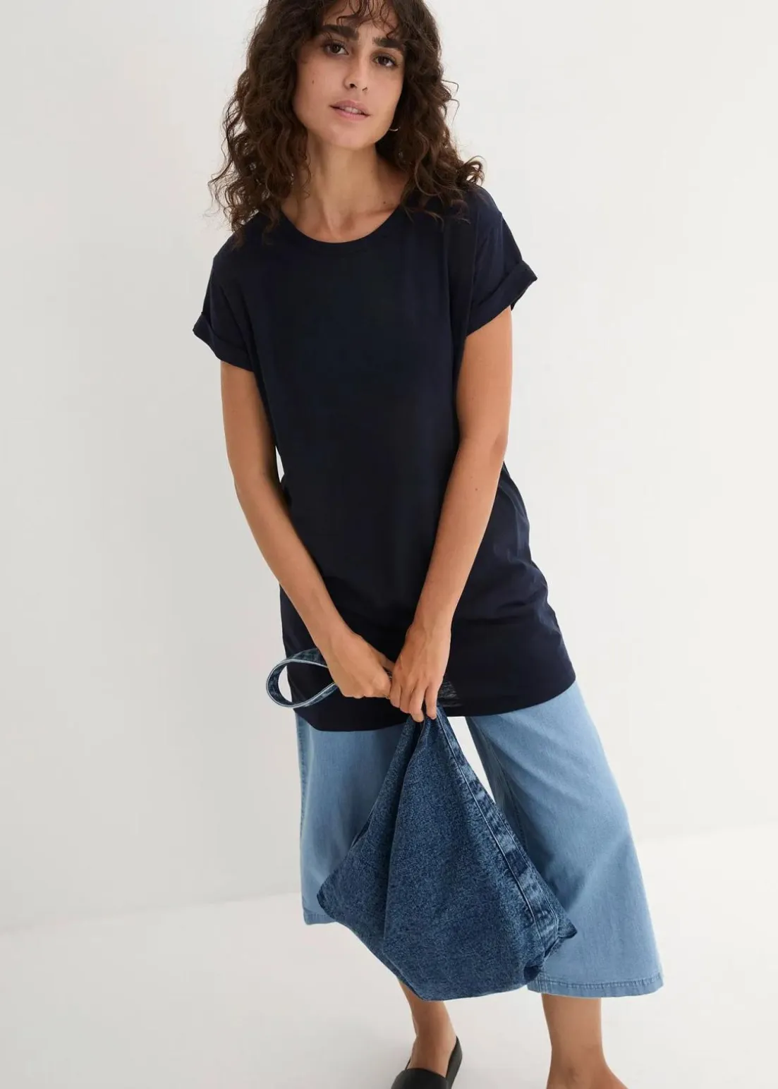 Boxy-Longshirt mit kurzen Ärmeln