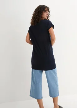 Boxy-Longshirt mit kurzen Ärmeln