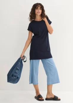 Boxy-Longshirt mit kurzen Ärmeln