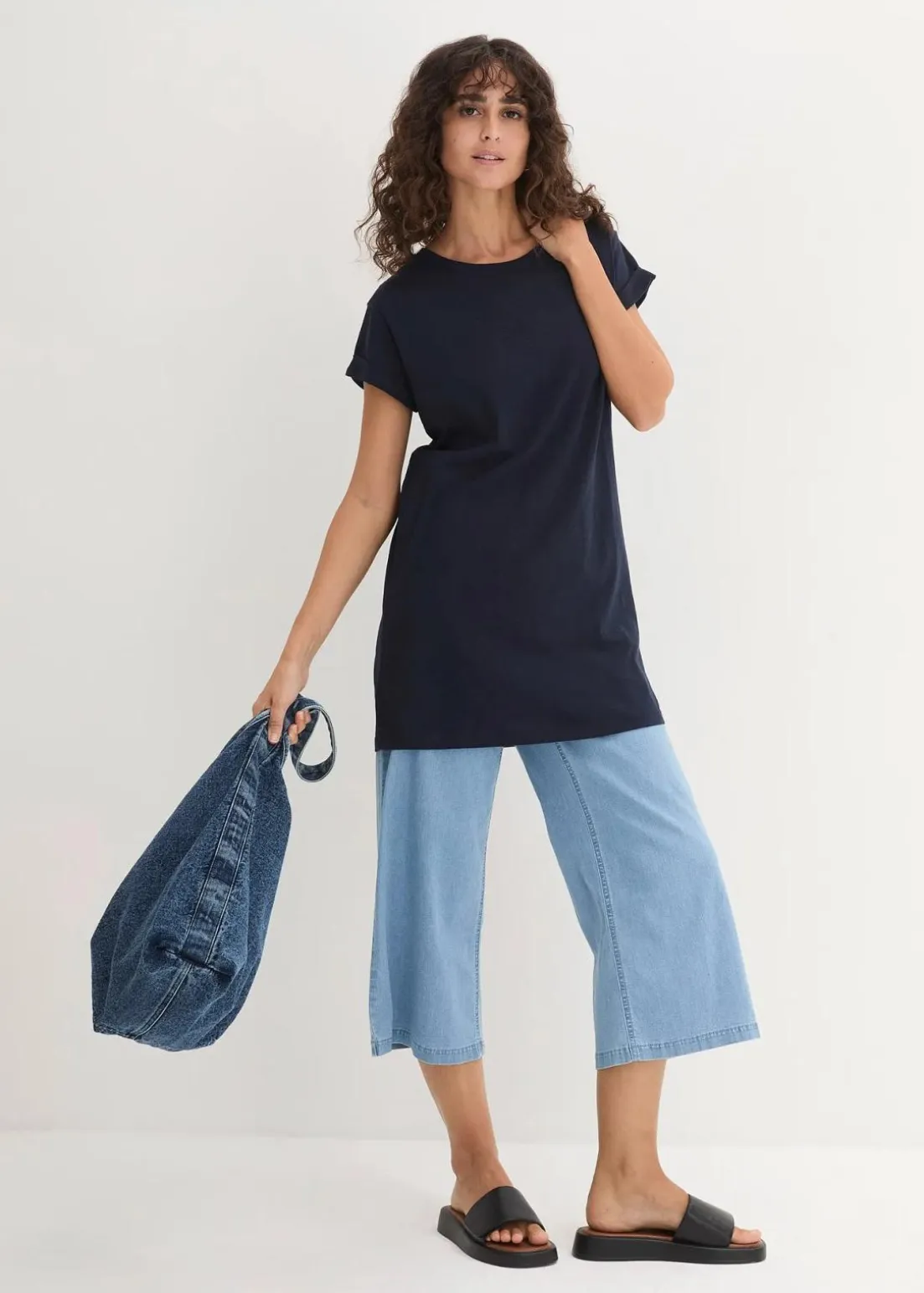 Boxy-Longshirt mit kurzen Ärmeln