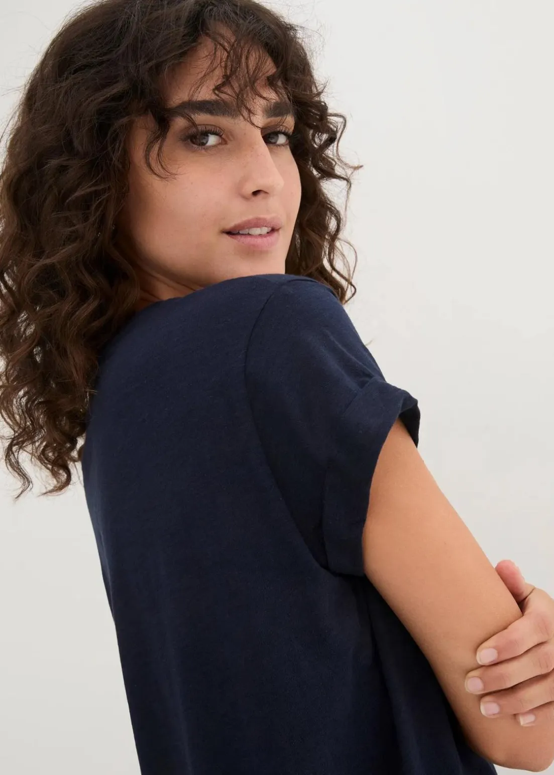 Boxy-Longshirt mit kurzen Ärmeln