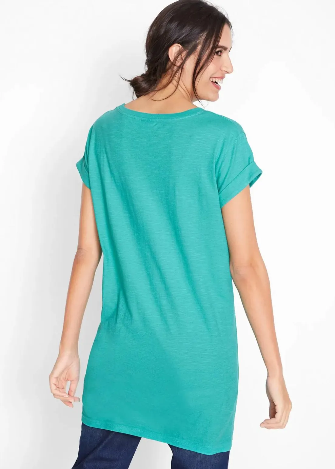 Boxy-Longshirt mit kurzen Ärmeln