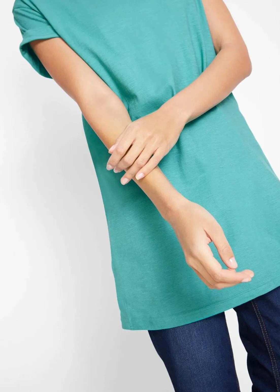 Boxy-Longshirt mit kurzen Ärmeln