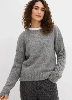 Boxy-Pullover mit geflochtenen Ärmeln