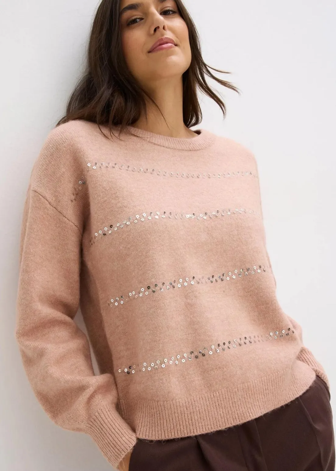 Boxy-Pullover mit Pailletten
