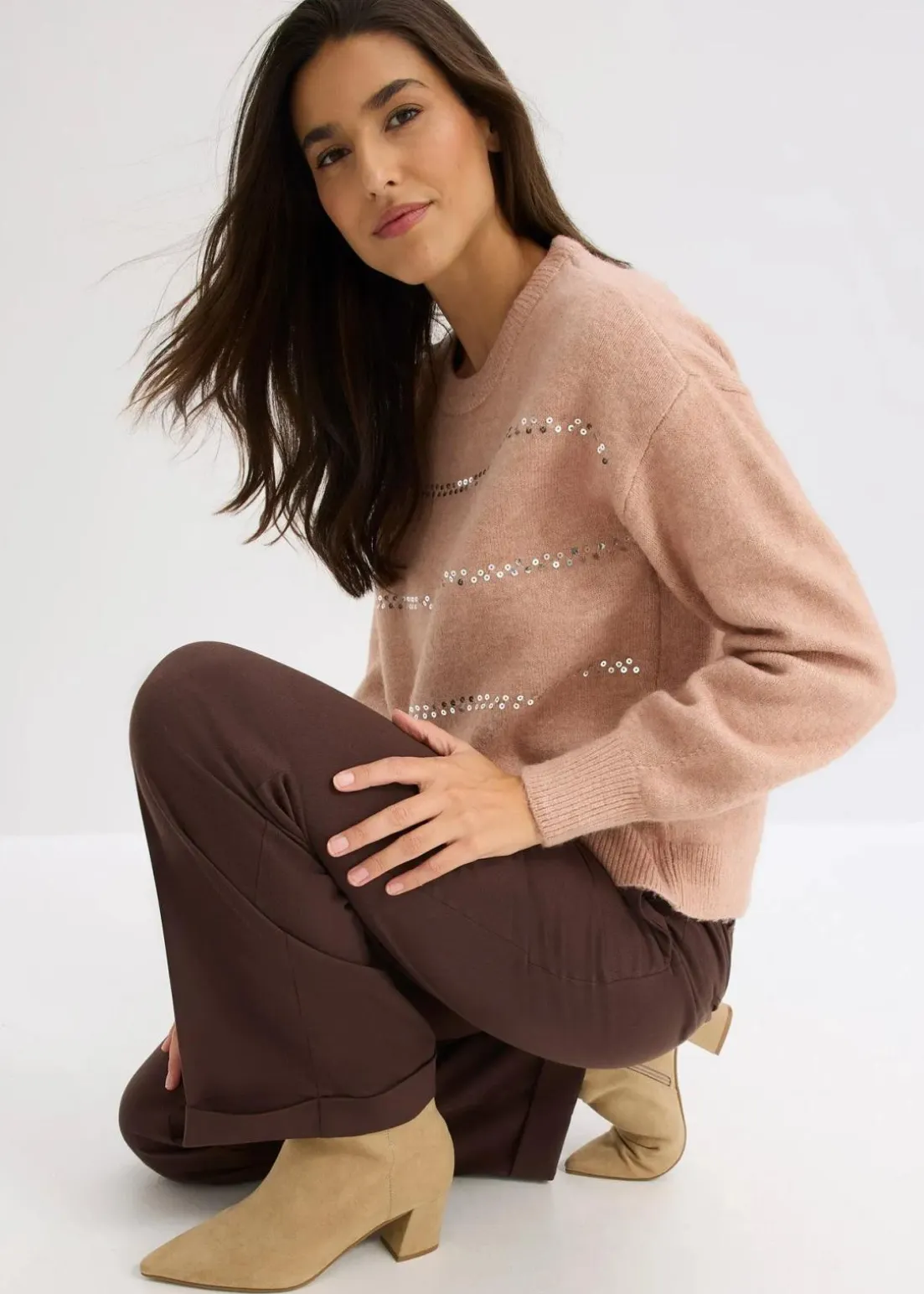 Boxy-Pullover mit Pailletten