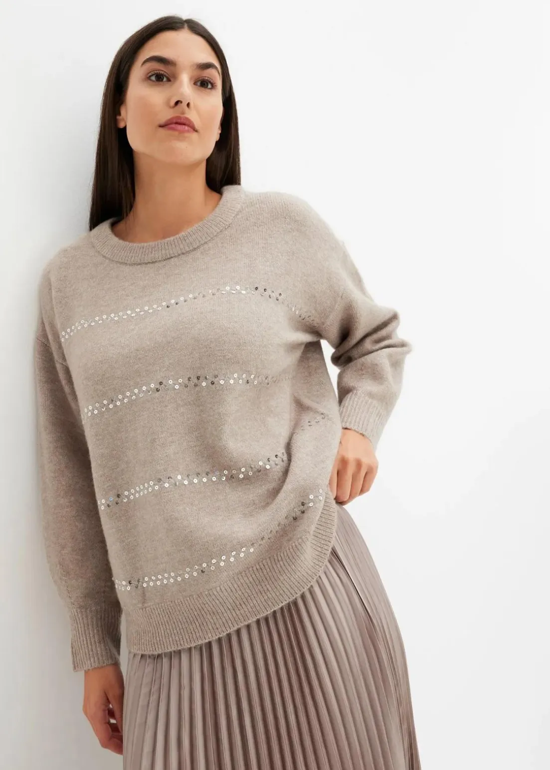 Boxy-Pullover mit Pailletten