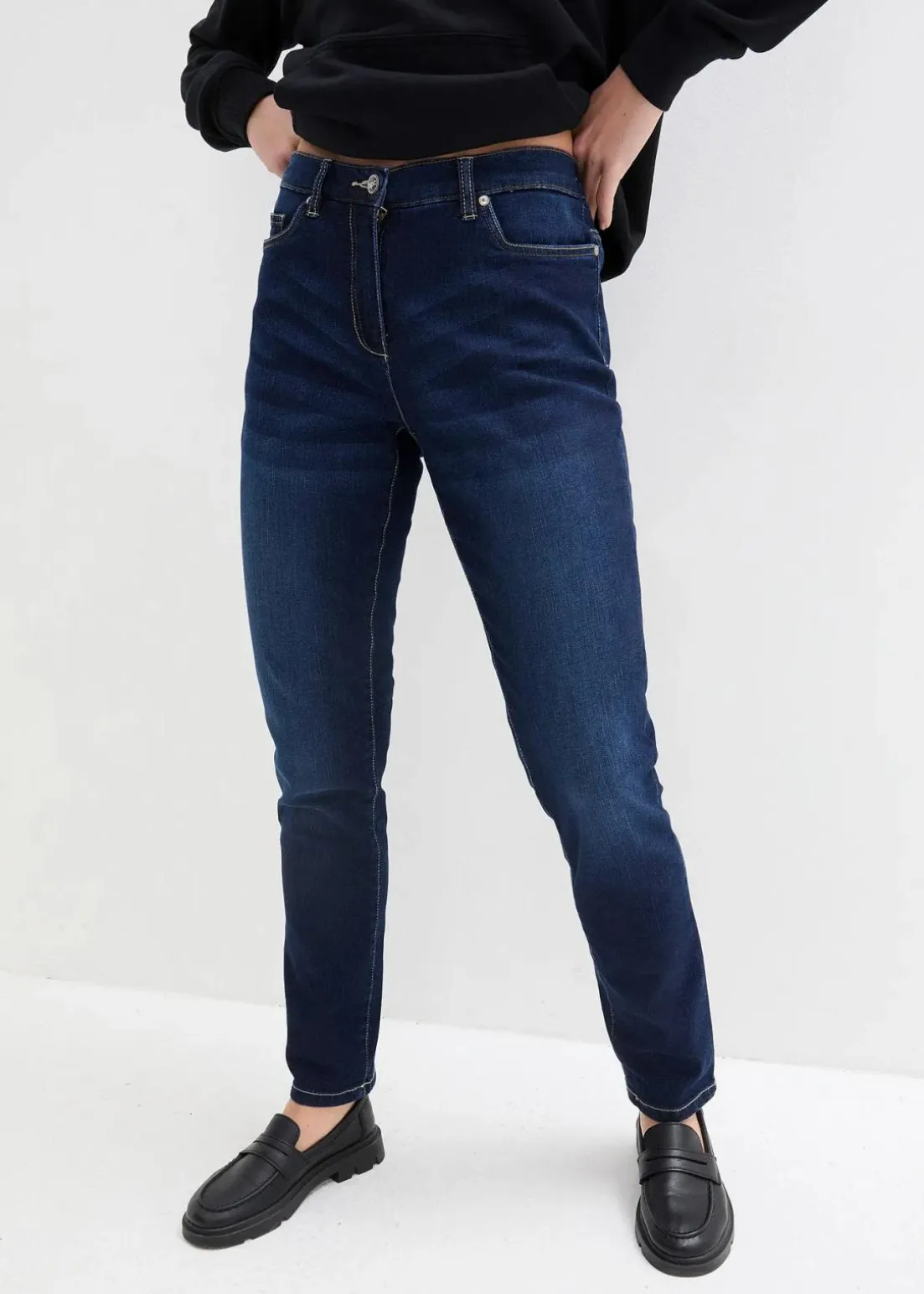 Boyfriend Jeans Mid Waist, Stretch