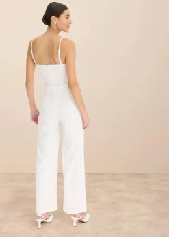 Braut-Overall aus strukturiertem Crepe mit Perlenstickerei