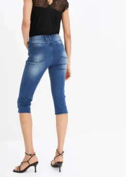 Capri Jeans Mid Waist, Schmetterlingsdruck
