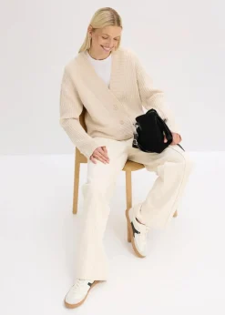 Cardigan mit Rippstrickmuster