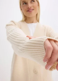 Cardigan mit Rippstrickmuster