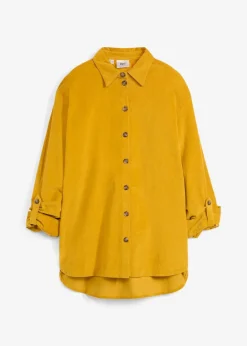 Cord-Hemd mit Seitenschlitz