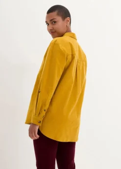 Cord-Hemd mit Seitenschlitz