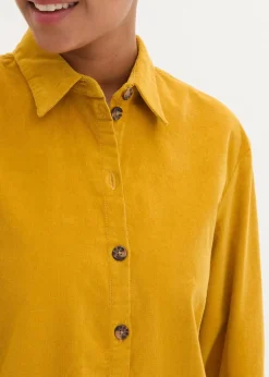 Cord-Hemd mit Seitenschlitz