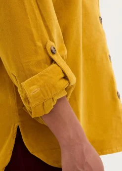 Cord-Hemd mit Seitenschlitz