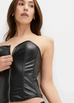 Corsage+String aus Lederimitat (2-tlg.Set)