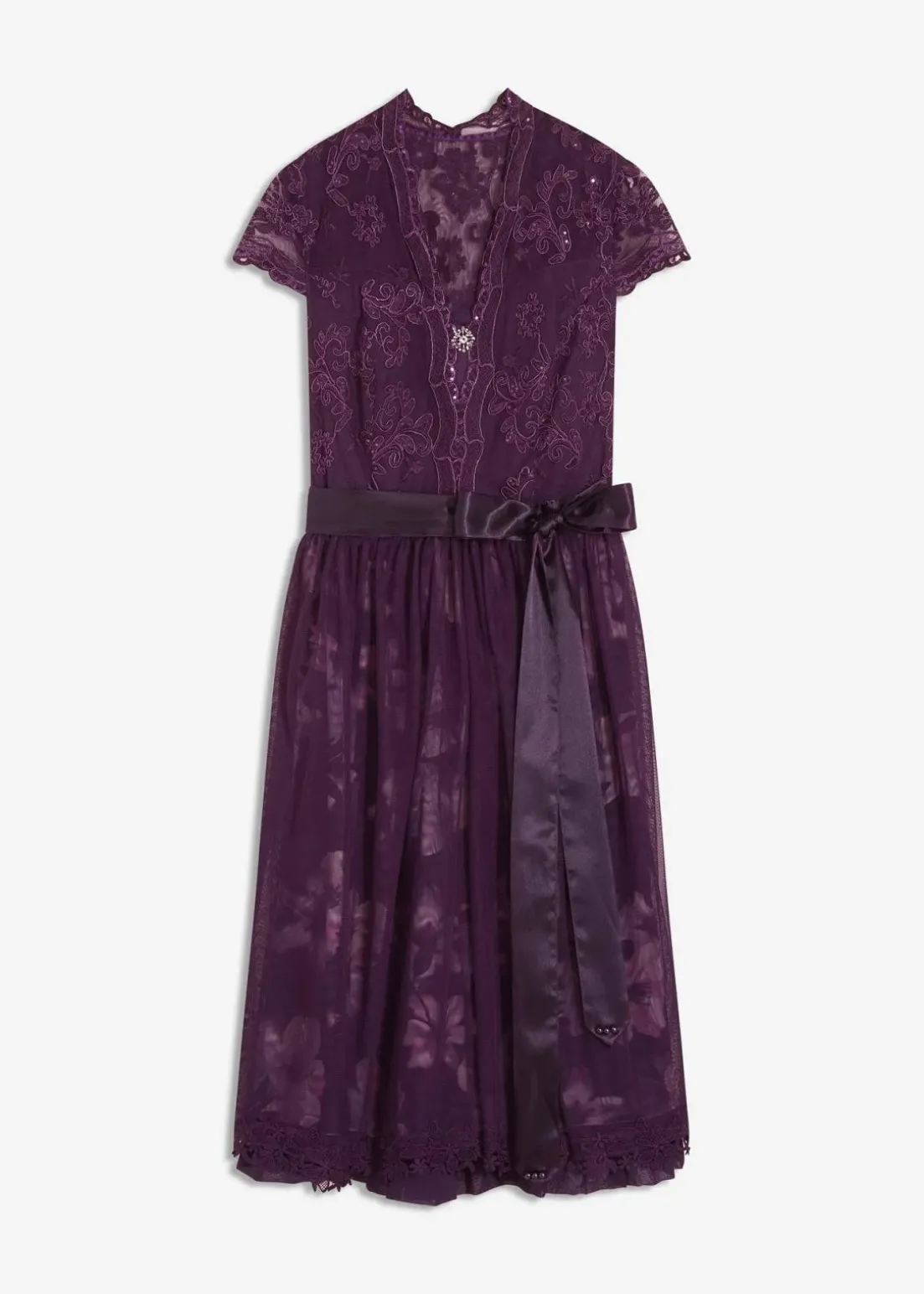 Dirndl mit Stickerei und Samtrock (2-tlg.Set)