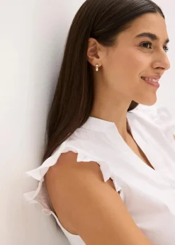 Dirndlbluse mit Stehkragen und Rüschen-Ärmel