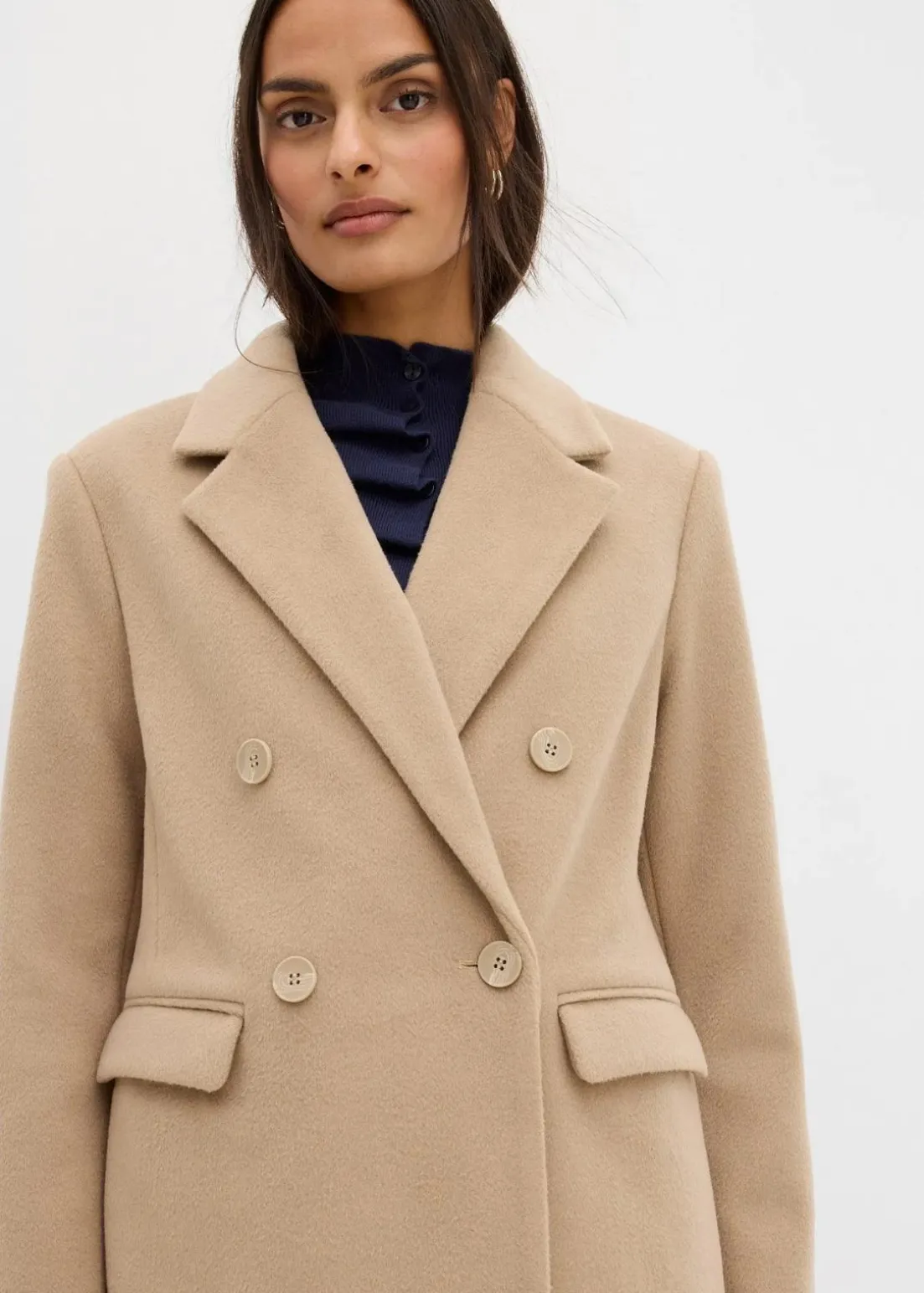 Doppelreihiger Mantel in Wolloptik