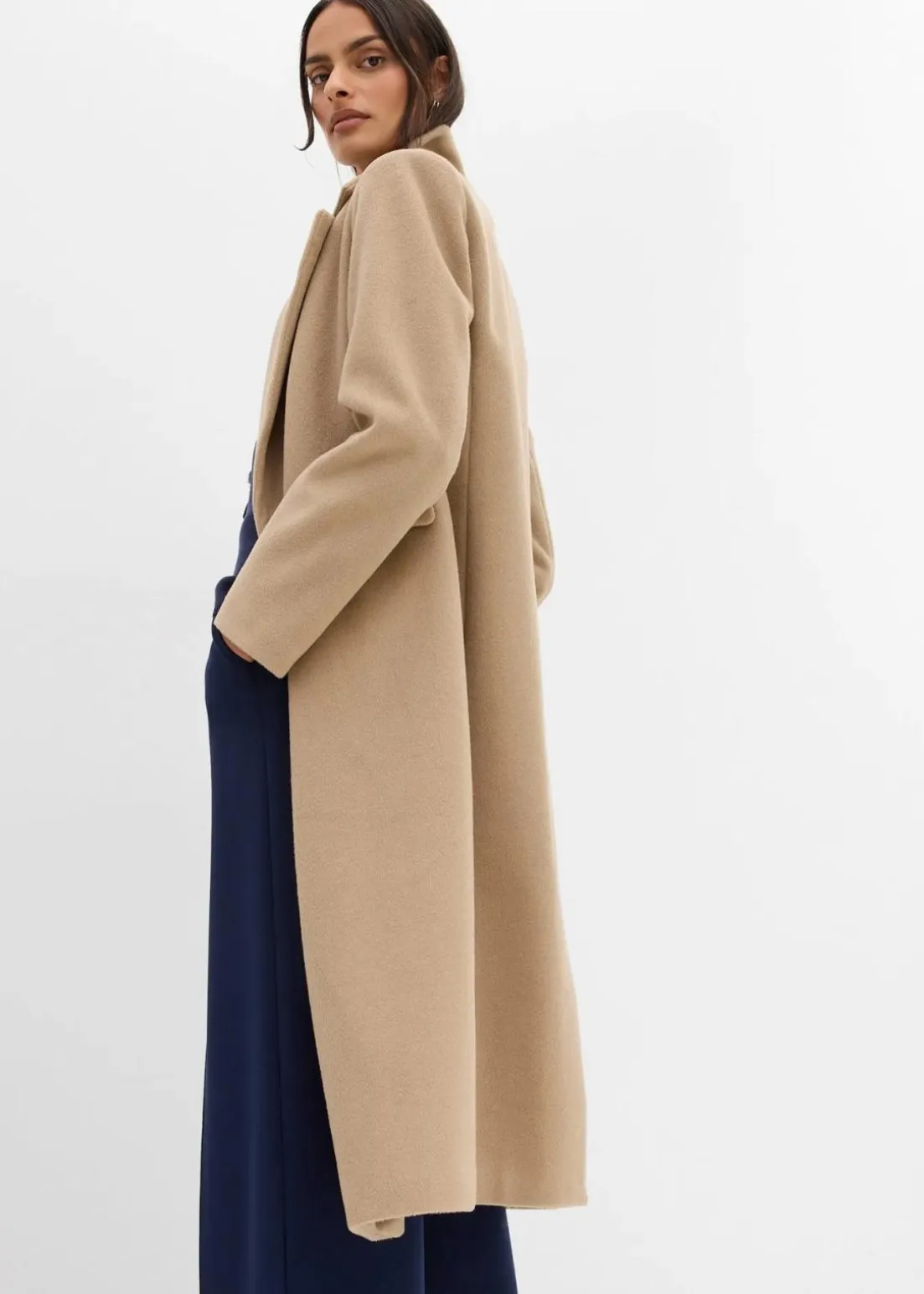 Doppelreihiger Mantel in Wolloptik