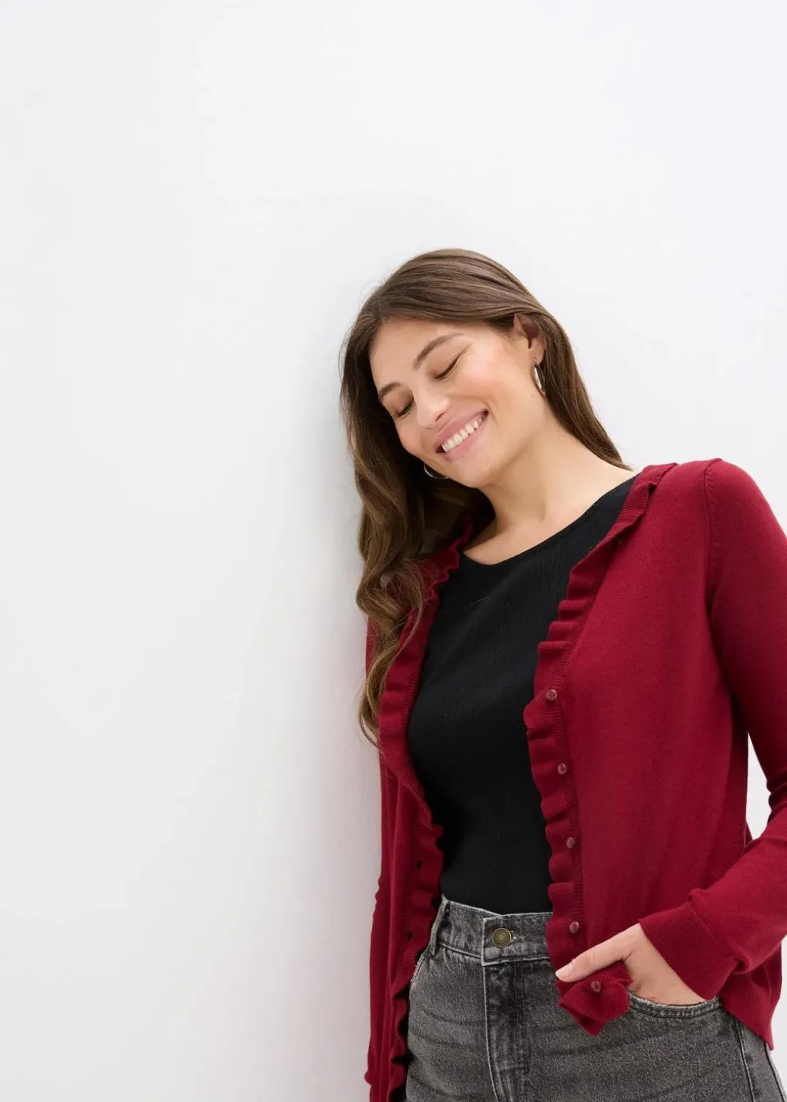 Feinstrickjacke aus fließendem Viskose-Mix