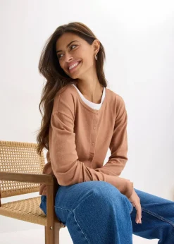 Feinstrickjacke aus fließendem Viskose-Mix