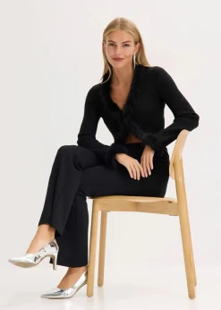 Feinstrickjacke mit Fellimitat