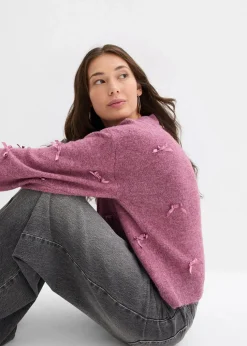 Feinstrickjacke mit Schleifen