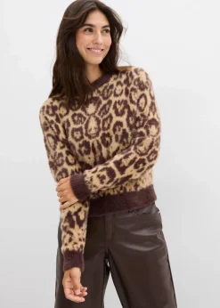 Feinstrickpullover aus flauschigem Federgarn