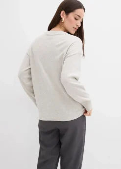 Feinstrickpullover mit asymmetrischer Knopfleiste