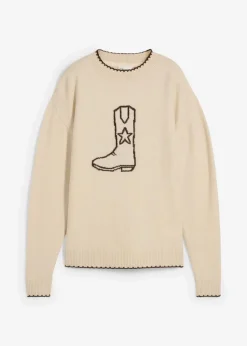 Feinstrickpullover mit überschnittener Schulter