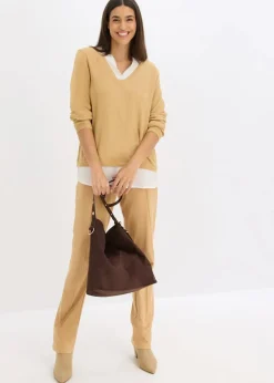 Feinstrickpullover mit Bluseneinsatz