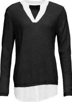 Feinstrickpullover mit Bluseneinsatz
