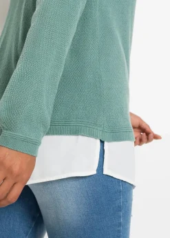 Feinstrickpullover mit Bluseneinsatz
