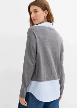 Feinstrickpullover mit Bluseneinsatz
