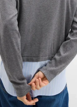 Feinstrickpullover mit Bluseneinsatz