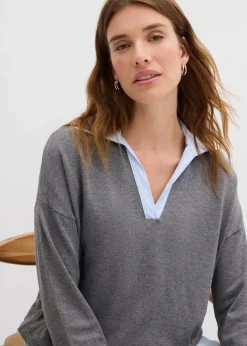 Feinstrickpullover mit Bluseneinsatz