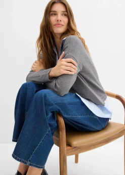 Feinstrickpullover mit Bluseneinsatz