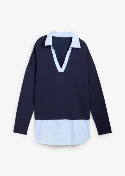 Feinstrickpullover mit Bluseneinsatz