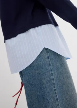 Feinstrickpullover mit Bluseneinsatz