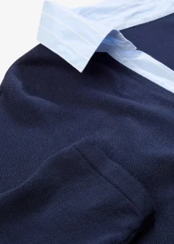 Feinstrickpullover mit Bluseneinsatz