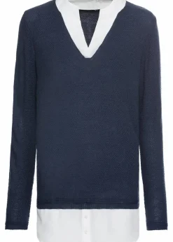 Feinstrickpullover mit Bluseneinsatz